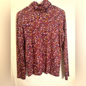 L.L. Bean Purple Multi Color Art To Wear Turtleneck Woman M Cotton Supima
